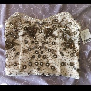 UO Ecote Goldyrella Embellished Bustier Top